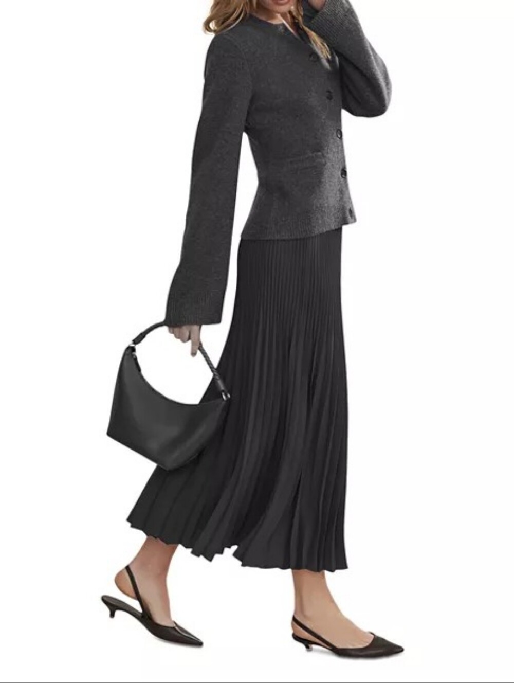 Jenni Kayne Pleated Skirt Medium Black NWT